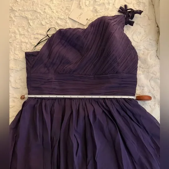One-Shoulder High-waisted Chiffon Bridesmaid Prom Dress in Purple - size 14 NWT - Picture 5 of 7